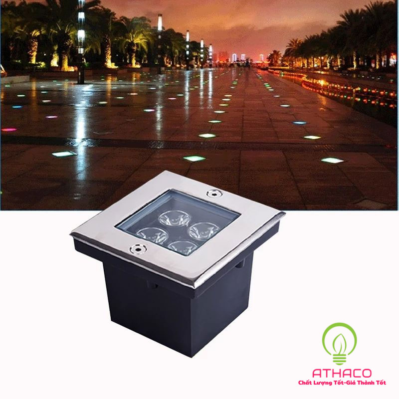 đèn âm đất vuông