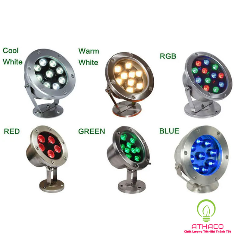 Đèn LED âm nước đế ngồi đổi màu RGB- UW01 đèn âm nước đến ngồi