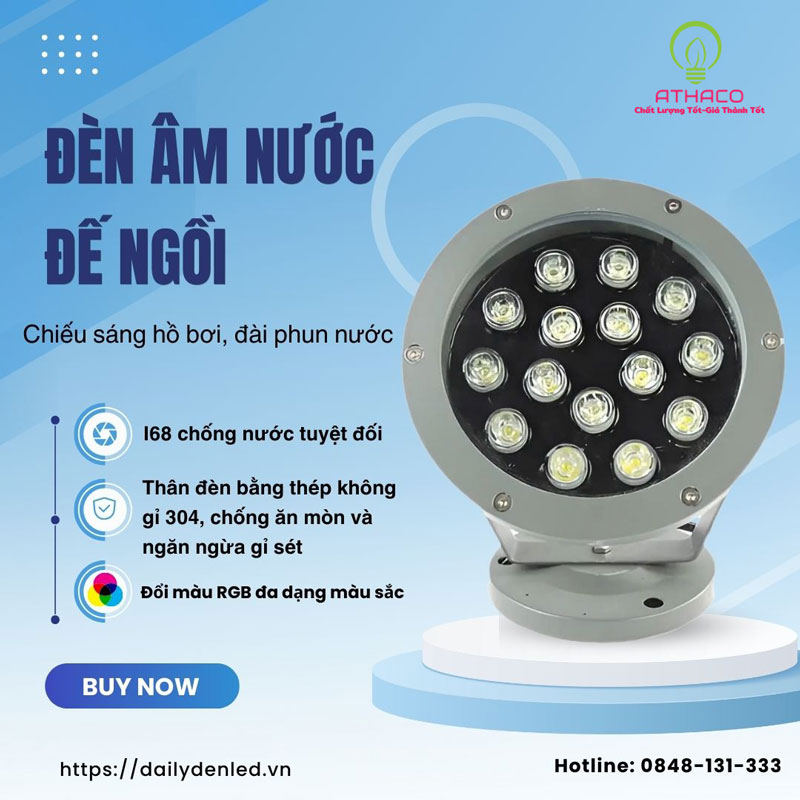 Đèn LED âm nước đế ngồi đổi màu RGB- UW01 đèn âm nước đến ngồi